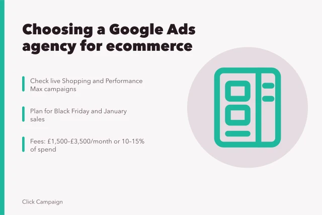 Checklist for UK ecommerce retailers choosing a Google Ads agency. Choosing a Google Ads agency for ecommerce: UK retailer checklist