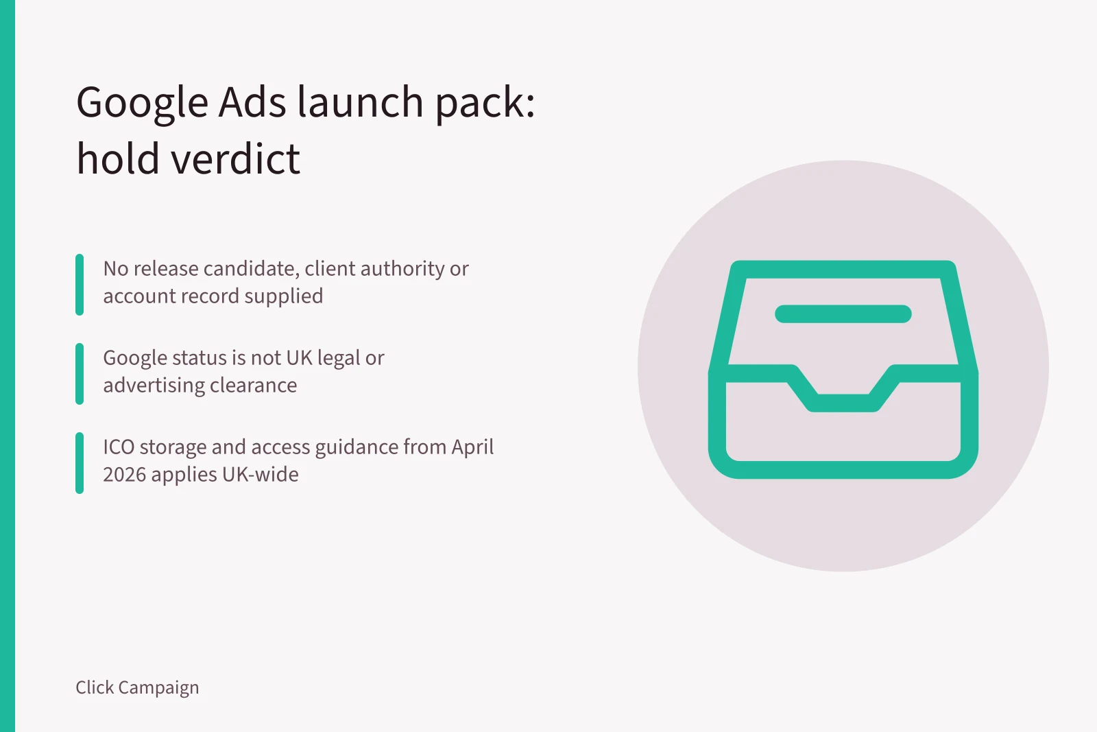 Card: Google Ads launch pack desk review returns hold verdict
