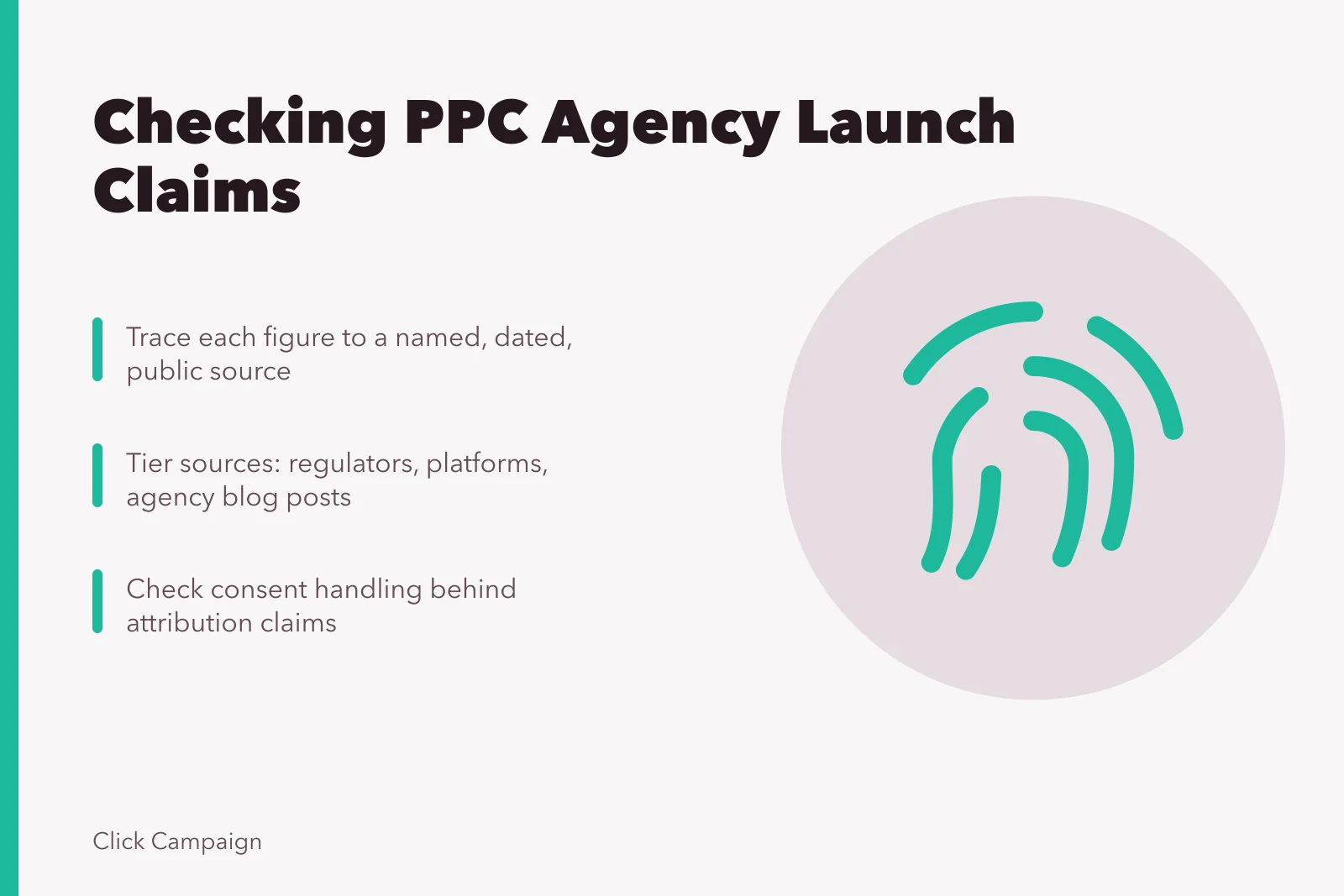 Card on verifying PPC agency launch claims against named sources