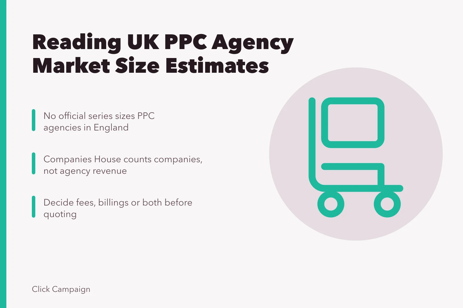 Card explaining how UK PPC agency market size estimates are built