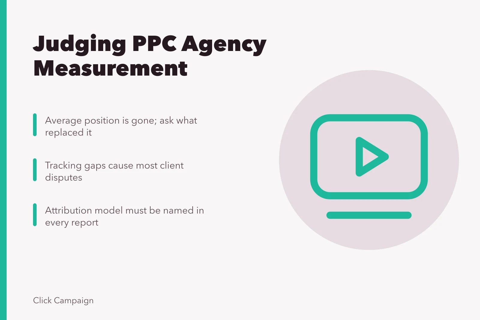 Card on judging PPC agency measurement, tracking and attribution reporting