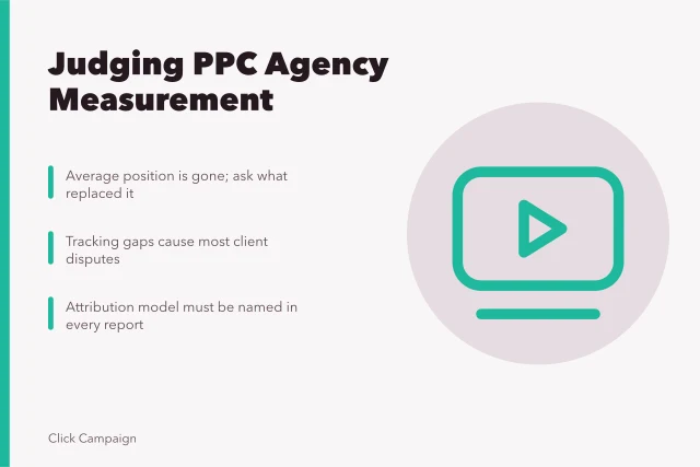 Card on judging PPC agency measurement, tracking and attribution reporting. When to question your PPC agency's measurement and reporting