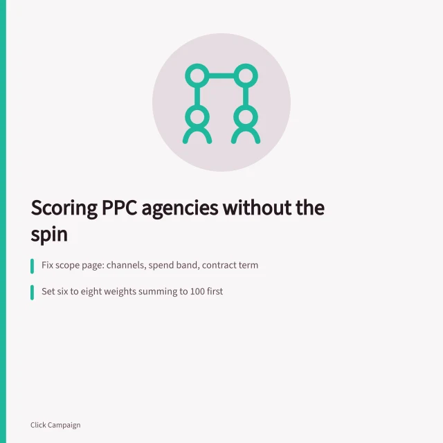 Scorecard comparing PPC agency deliverables, weights, evidence and compliance records. How to run a PPC agencies product comparison that survives scrutiny