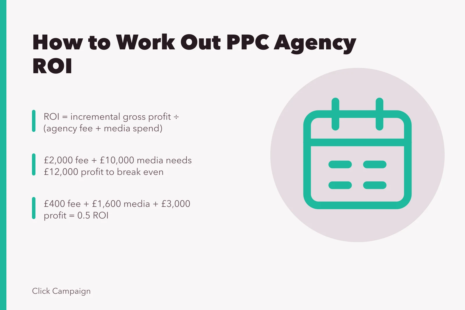 Calculator icon representing PPC agency ROI calculation with fees and media spend.