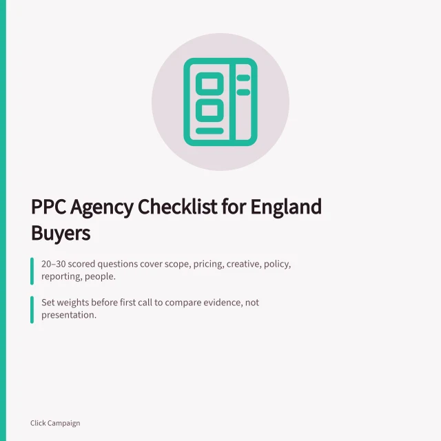 Checklist for choosing PPC agencies in England. What a PPC agencies selection checklist means for England buyers