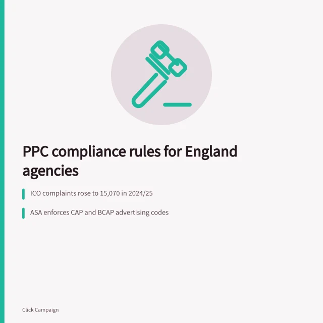Card on PPC agency compliance rules and ethics in England. PPC agencies rules and ethics: a compliance guide for England