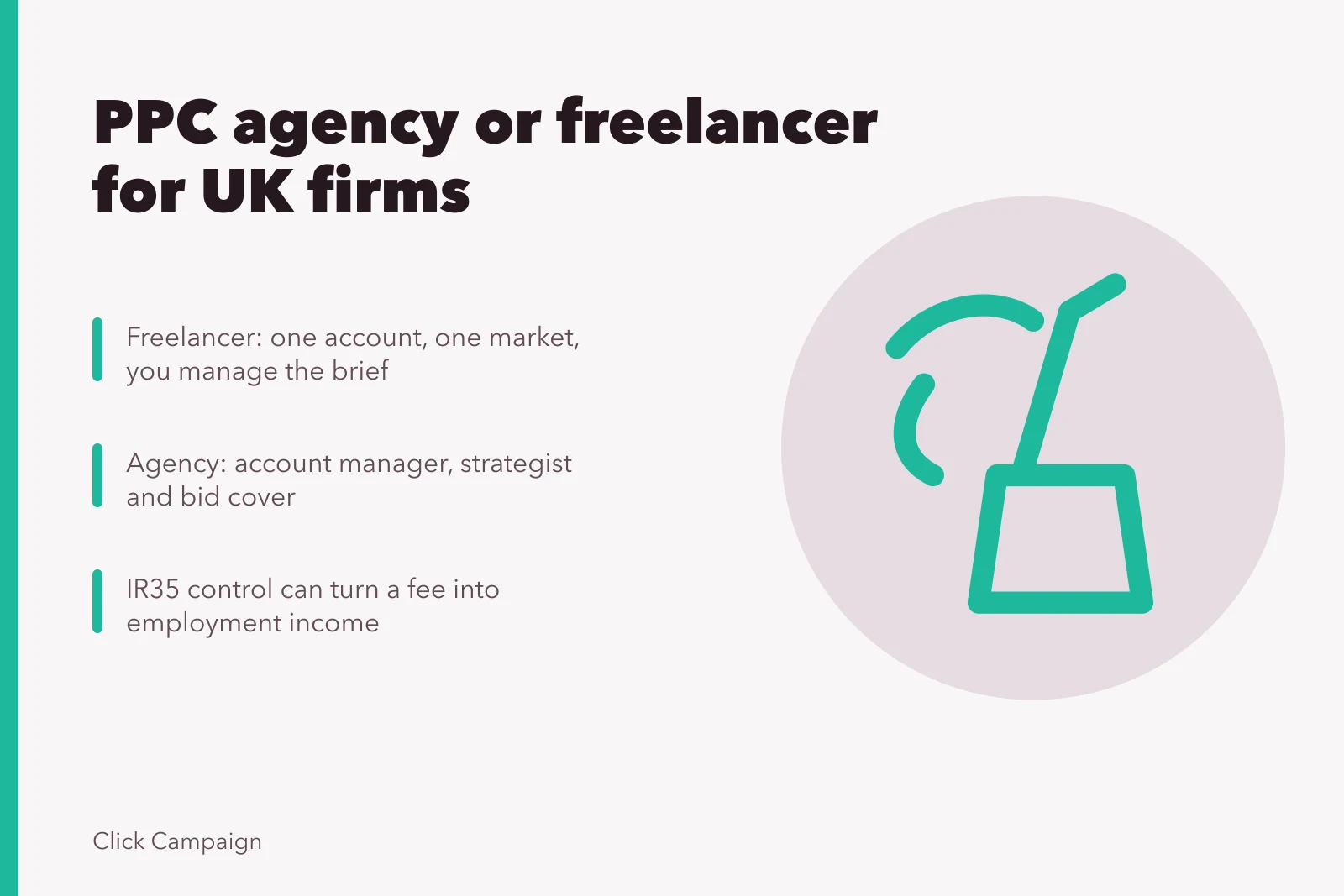 Card comparing PPC freelancer and agency for UK businesses